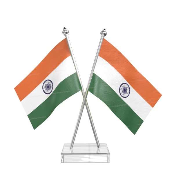 Indian Flag Cross Stainless Steel Pole With Acrylic Base