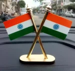 Indian Flag Cross Stainless Steel Pole With Acrylic Base - Image 3